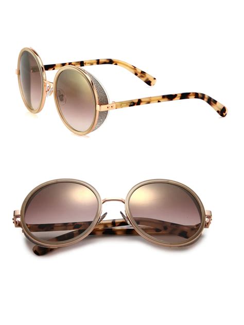 jimmy choo andie round glitter-trim sunglasses|jimmy choo sunglasses outlet online.